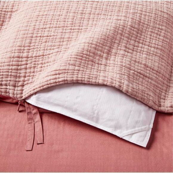 Casaluna Textured Chambray Cotton Duvet Cover & Sham Set- KING - Picture 3 of 9